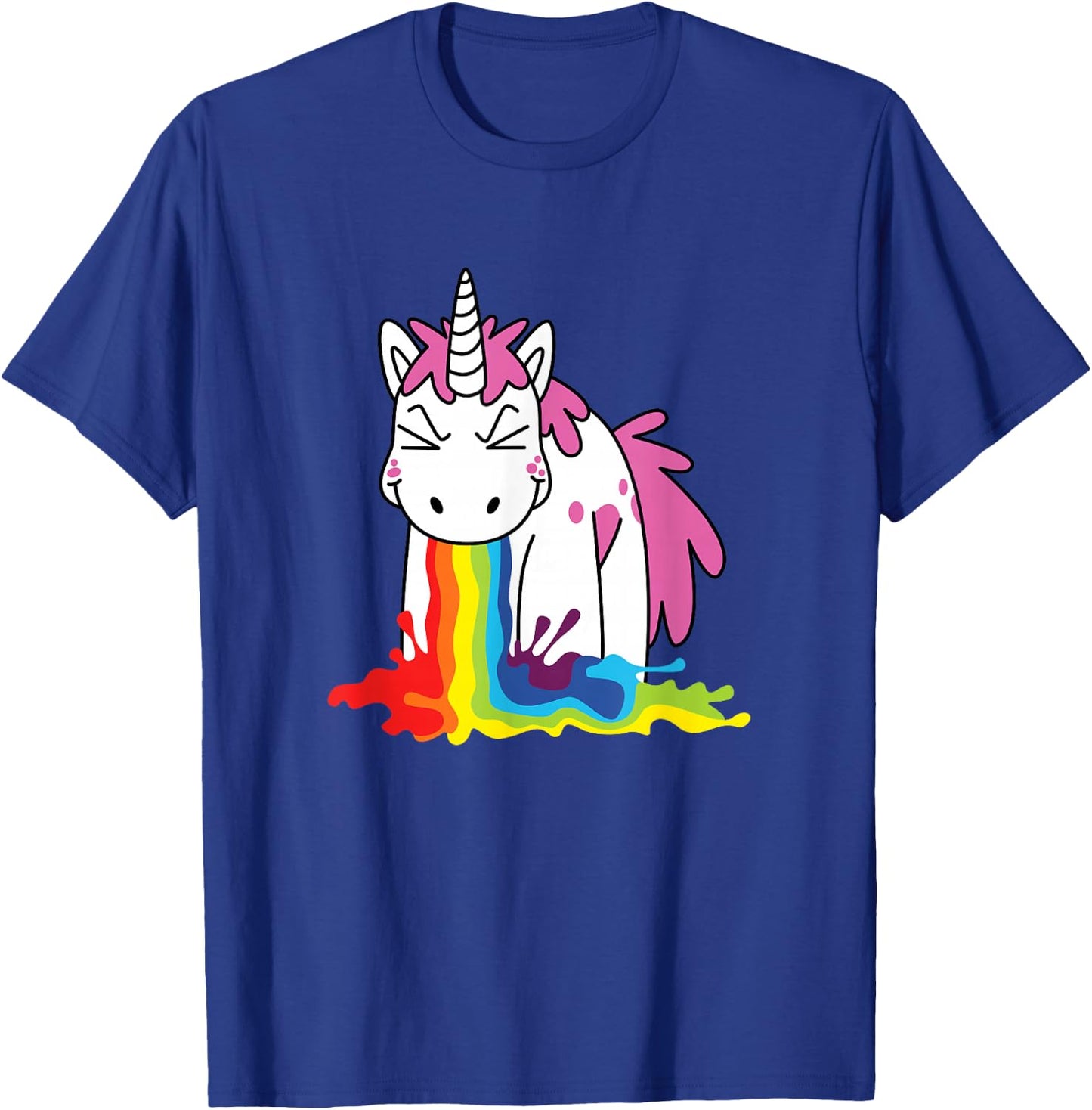 Cute unicorn throwing up a rainbow T-Shirt - T-Shirt | Royal