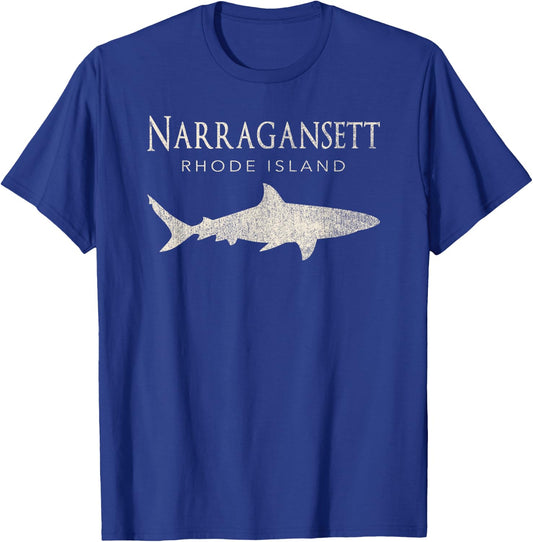 Retro Narragansett RI Shark T-Shirt - T-Shirt | Royal
