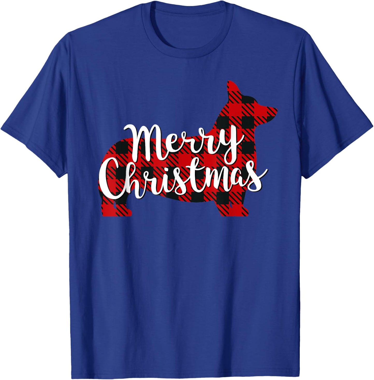 Corgi Christmas Dog Mom Dad Plaid Gift Men Women Girls Kids T-Shirt - T-Shirt | Royal