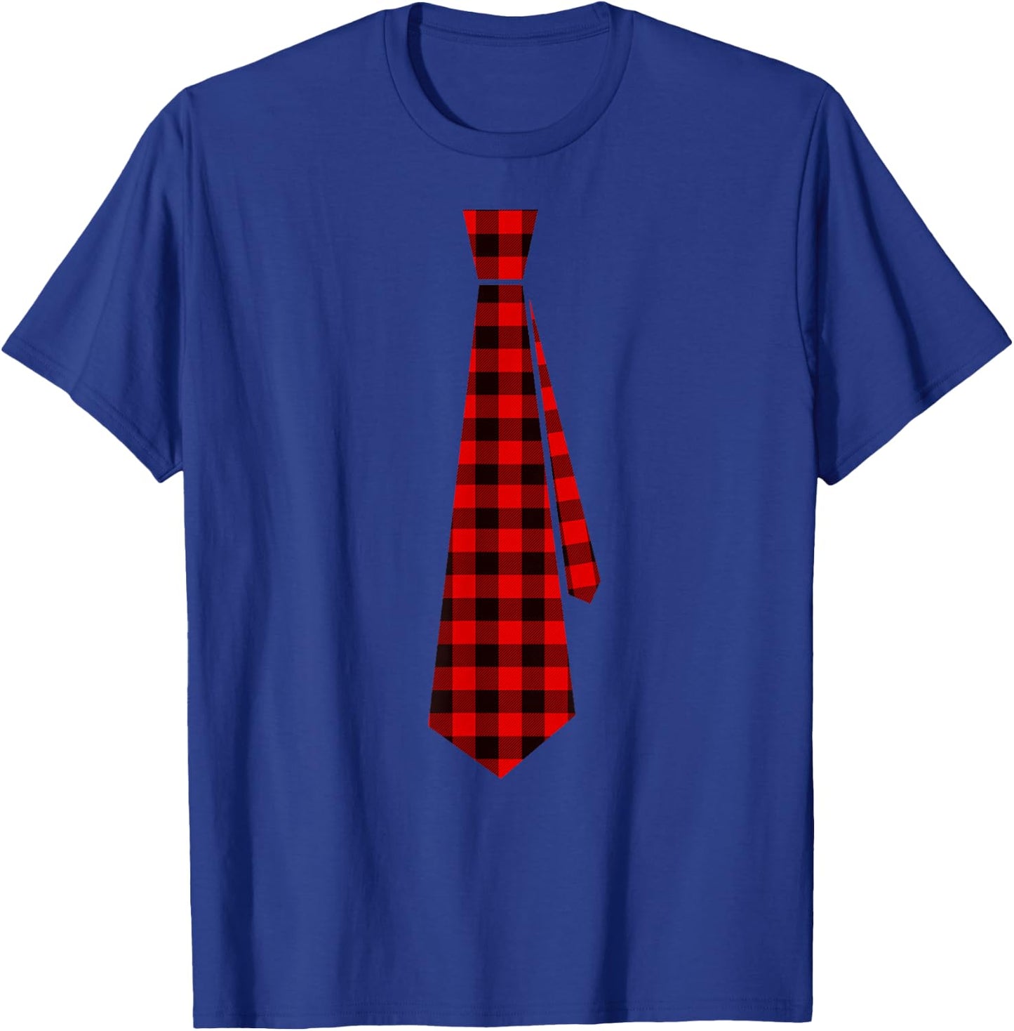 Red Buffalo Plaid Neck Tie for Christmas Kids Boys Men Women Short Sleeve T-Shirt - T-Shirt | Royal