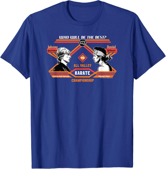 The Karate Kid Johnny VS Daniel All-Valley Karate Movie T-Shirt - T-Shirt | Royal