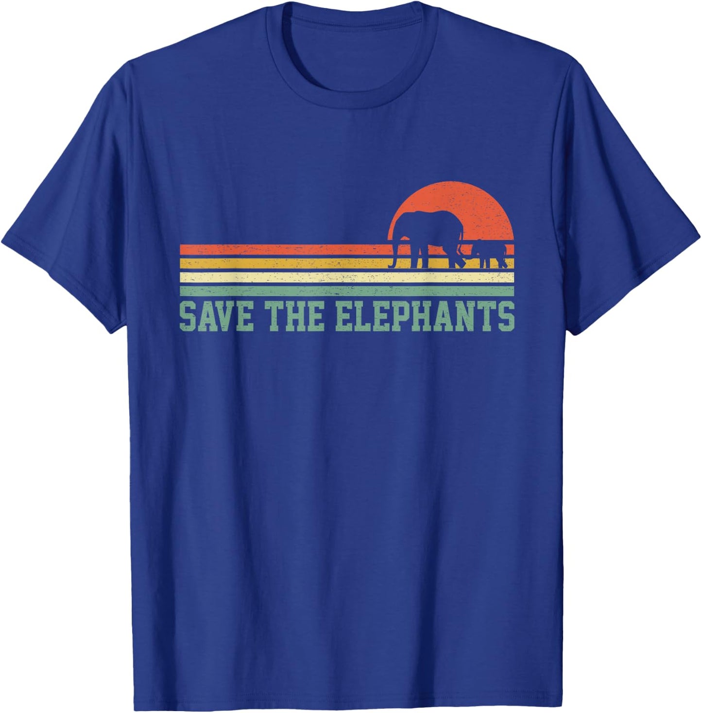 Vintage Save The Elephants T Shirt Gift Elephants Lovers T-Shirt - T-Shirt | Royal
