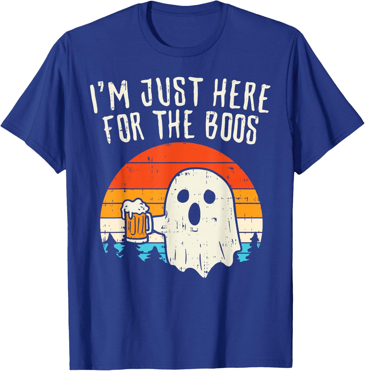 Im Just Here For The Boos Retro Ghost Beer Halloween Costume T-Shirt - T-Shirt | Royal