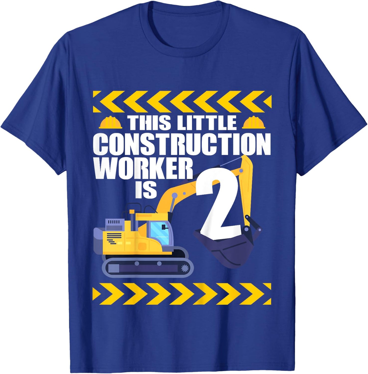 Kids 2 Year Old Construction Birthday Themed Party 2nd Boy Gift T-Shirt - T-Shirt | Royal