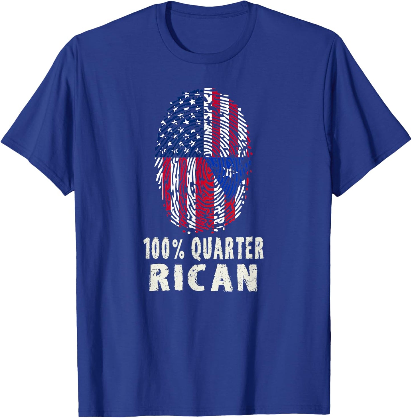100% Quarter Rican Funny Puerto Rican American Fingerprint T-Shirt - T-Shirt | Royal