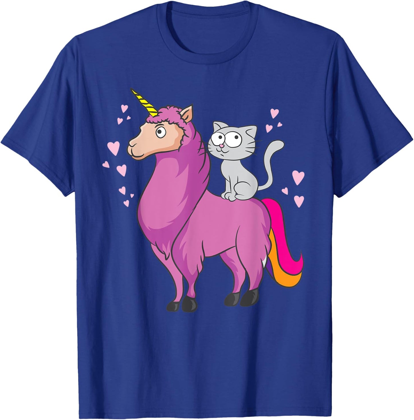 Cat Llamacorn Cute Cat Riding Llama for Llama Lovers Men Women Kids T-Shirt - T-Shirt | Royal