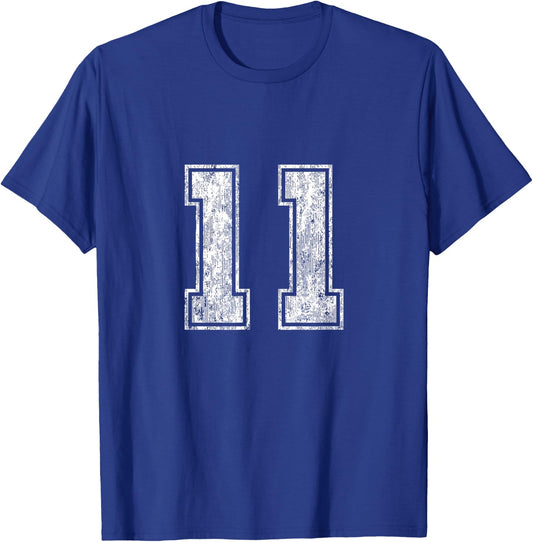 Number 11 Vintage Eleven Sports Design T-Shirt - T-Shirt | Royal