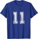 Number 11 Vintage Eleven Sports Design T-Shirt - T-Shirt | Royal