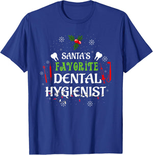 Santa's Favorite Dental Hygienist Christmas T-Shirt - T-Shirt | Royal