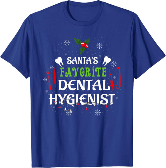 Santa's Favorite Dental Hygienist Christmas T-Shirt - T-Shirt | Royal