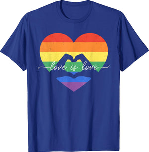 Love is Love LGBTQ Ally Pride Support Rainbow Flag T-Shirt - T-Shirt | Royal