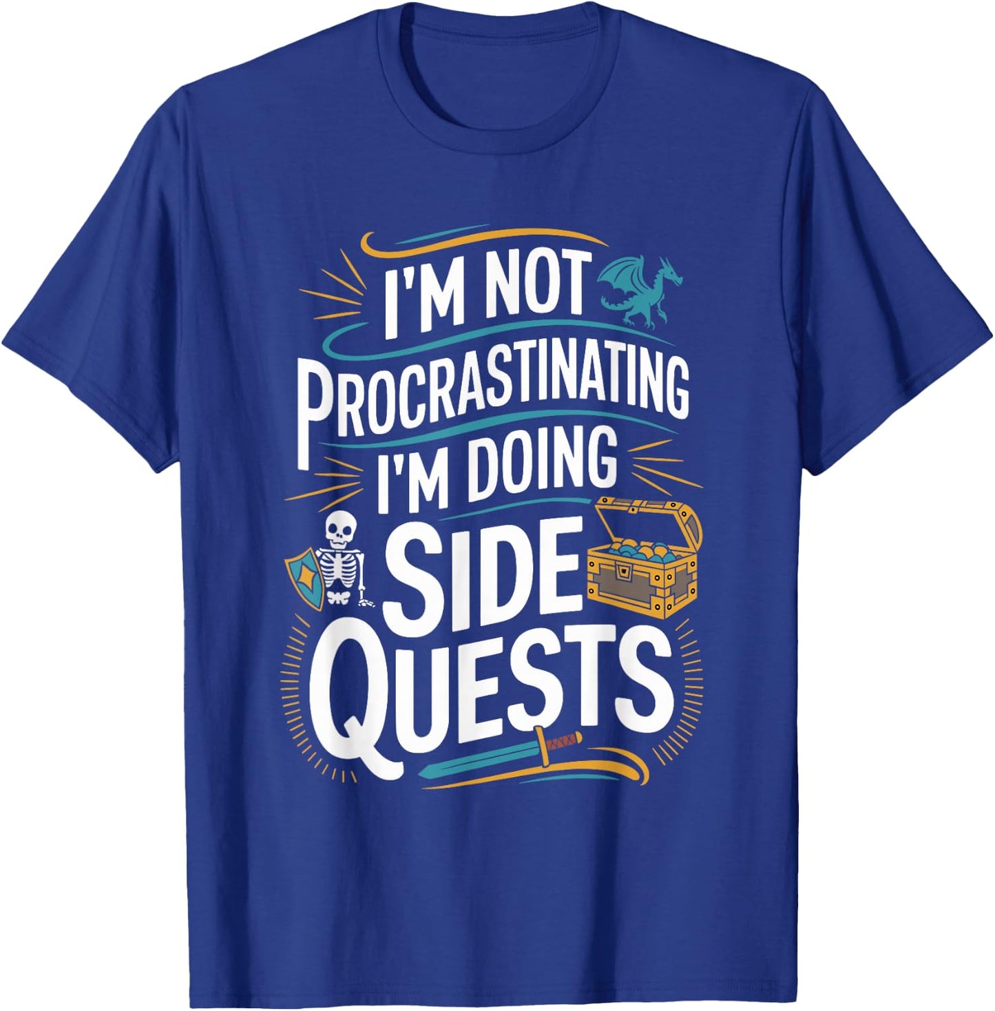 RPG Gamer Apparel for Quest Lovers -Adult Black Modern Classic Small Short Sleeve Humorous Gaming Graphic Lightweight T-Shirt - T-Shirt | Royal