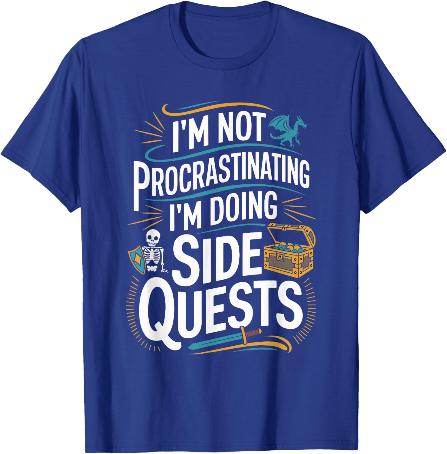 RPG Gamer Apparel for Quest Lovers -Adult Black Modern Classic Small Short Sleeve Humorous Gaming Graphic Lightweight T-Shirt - T-Shirt | Royal