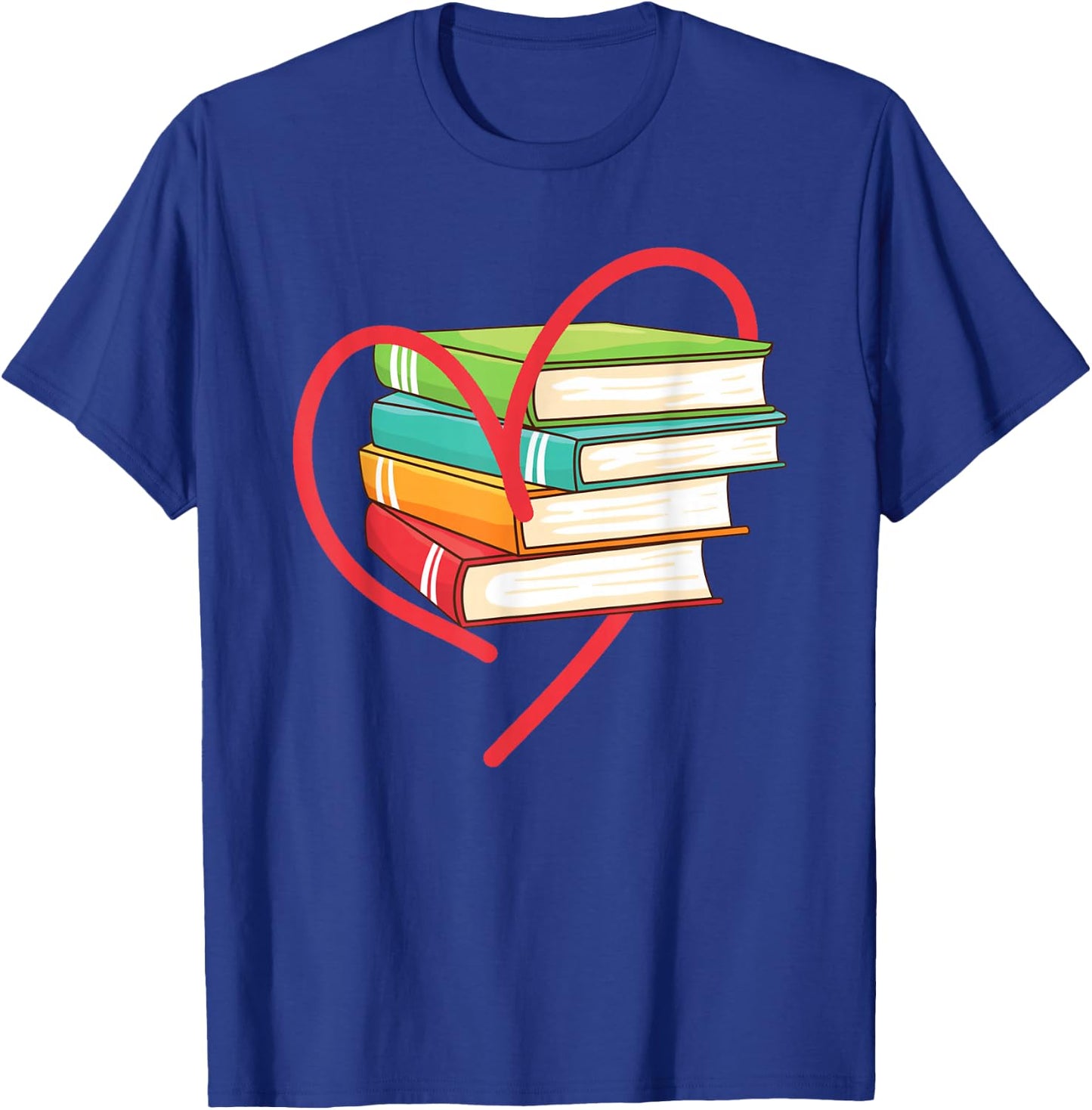 I Love Reading Heart Love Books Gift Library Bookworm T-Shirt - T-Shirt | Royal
