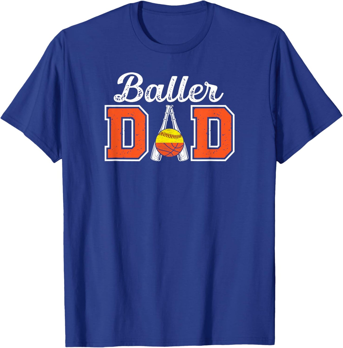 Baller Dad Proud Softball Basketball Dad Of Ballers T-Shirt - T-Shirt | Royal