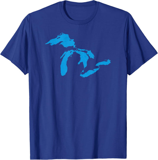 Five Great Lakes American Midwest Native Fresh Water T-Shirt - T-Shirt | Royal