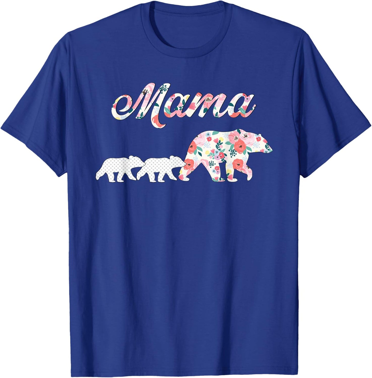Floral Mama Bear, Mom of 2 Shirt,Mama Bear and 2 Cubs T-Shirt - T-Shirt | Royal