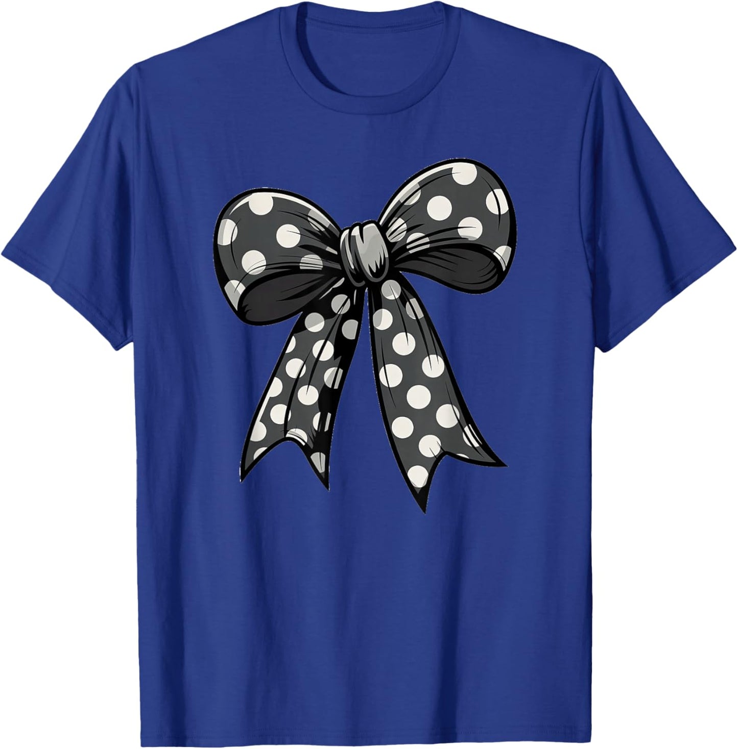 Stylish Black Polka Dot Bow Retro Coquette inspired T-Shirt - T-Shirt | Royal