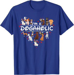 Funny Dogs Art Gift I'm Dogaholic Gift Apparel T-Shirt - T-Shirt | Royal