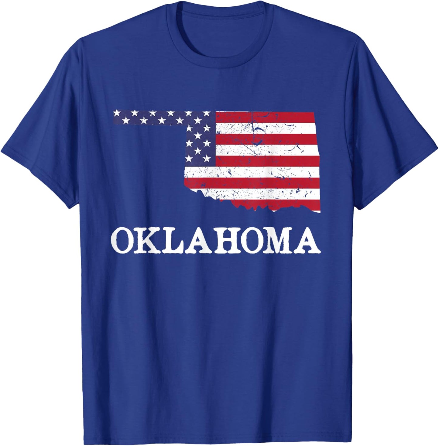 Oklahoma Map State American Flag Shirt 4th Of July Pride Women Kids Men T-Shirt - T-Shirt | Royal