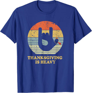 Thanksgiving Is Heavy Vintage Turkey Rock and Roll T-Shirt - T-Shirt | Royal