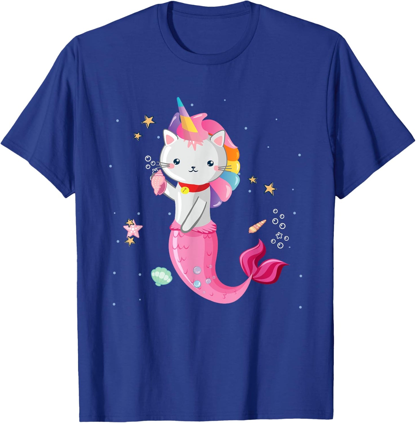 Cat Mermaid Unicorn Girl Kids T-Shirt - T-Shirt | Royal