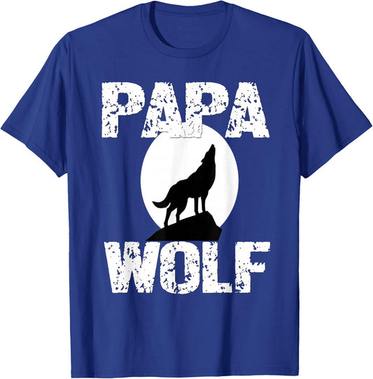 Papa Wolf Matching Family Wolves Moon Father Dad Grandpa T-Shirt - T-Shirt | Royal
