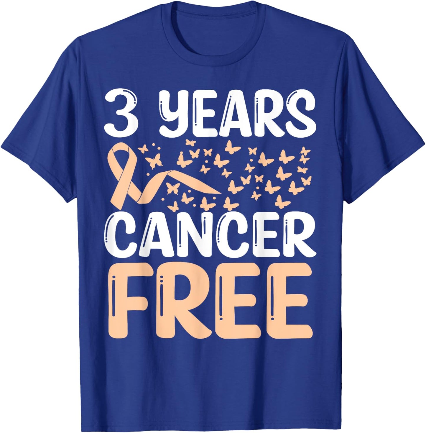3 Years Uterine Cancer Free Uterine Cancer Survivor Ribbon T-Shirt - T-Shirt | Royal