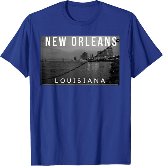 New Orleans Louisiana Mardi Gras 504 Jazz Skyline T-Shirt - T-Shirt | Royal