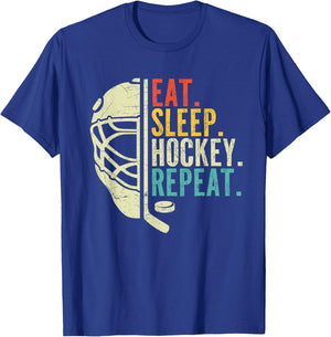 Eat Sleep Hockey Repeat Funny Boys Hockey Player T-Shirt - T-Shirt | Royal
