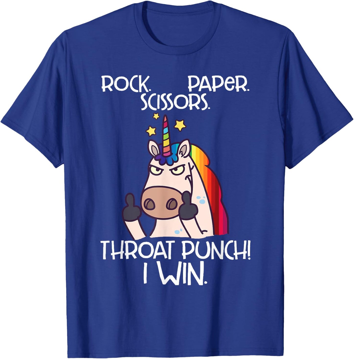 Rock Paper Scissors Throat Punch I Win Funny Unicorn Shirt T-Shirt - T-Shirt | Royal