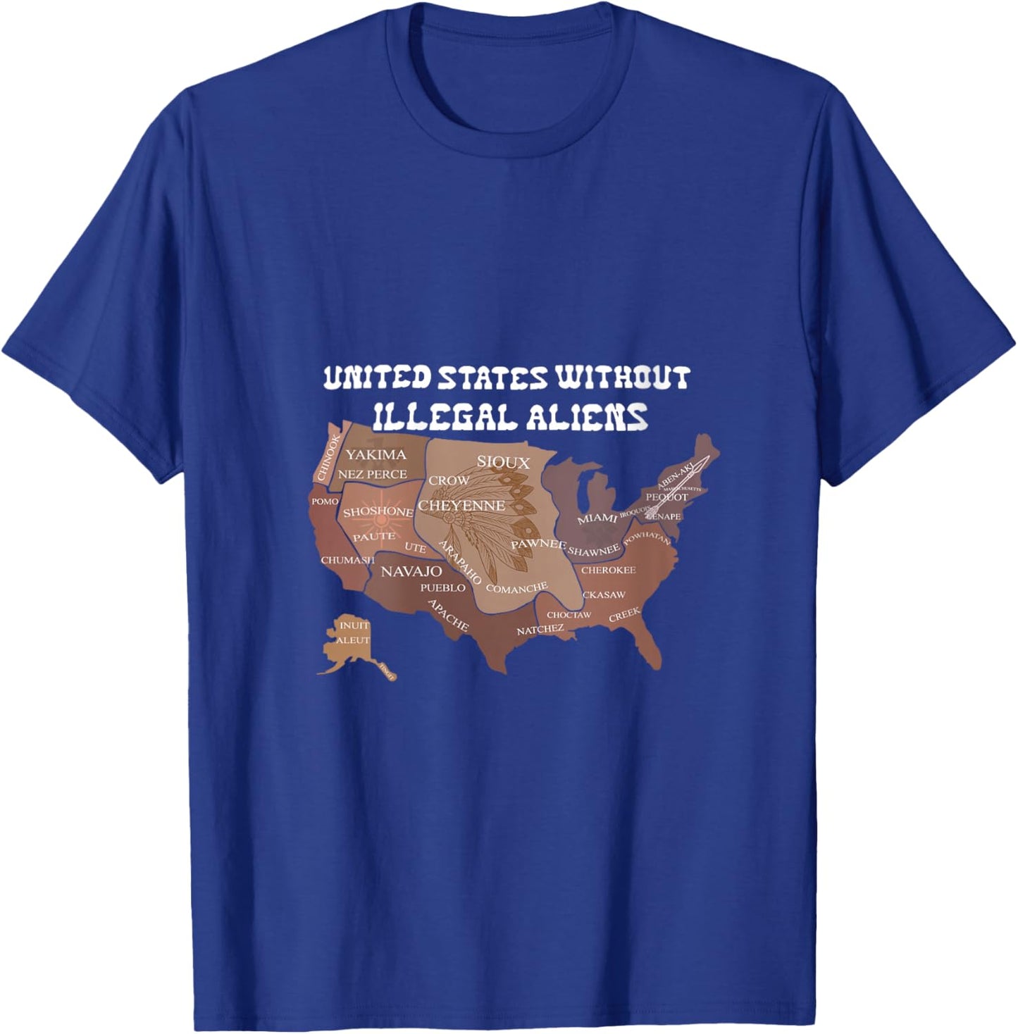 United States Without Illegal Aliens USA Map Funny Quotes V-Neck T-Shirt - T-Shirt | Royal