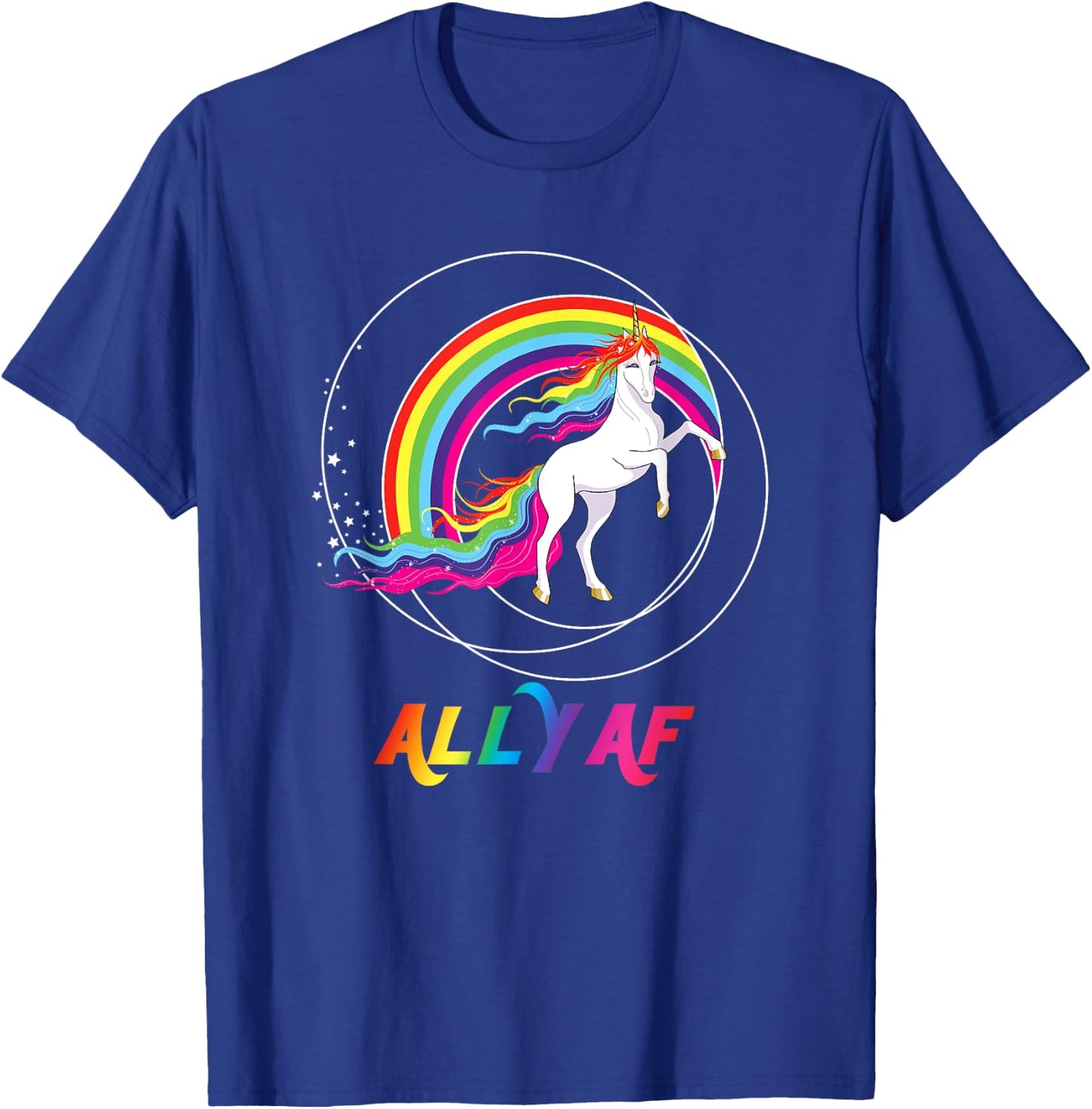 Proud Ally AF Gay Pride Allies Rainbow Pride Flag Unicorn T-Shirt - T-Shirt | Royal