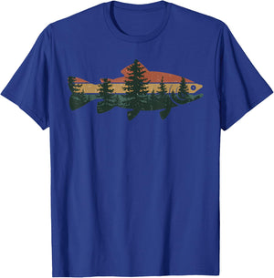 Outdoor Camping Forest Nature Wildlife Fisherman Fishing T-Shirt - T-Shirt | Royal