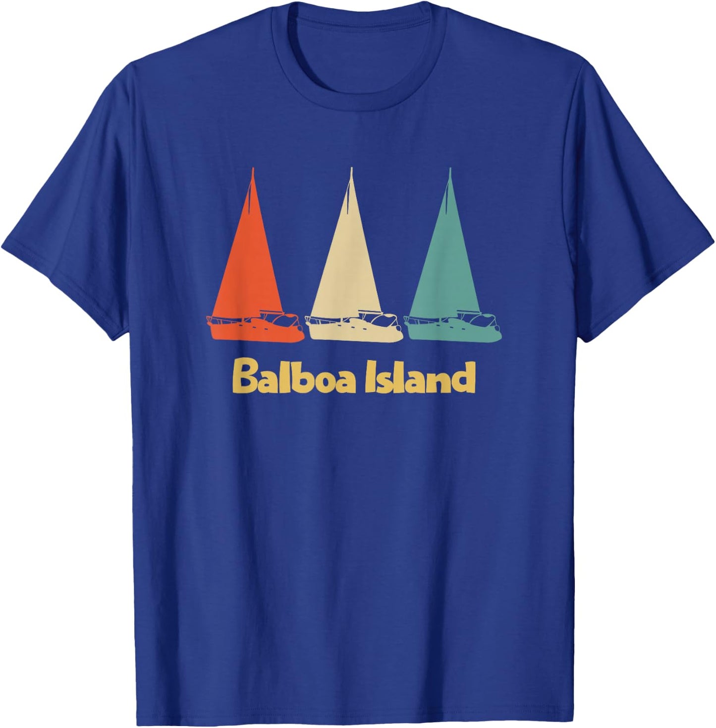 Vintage Retro Balboa Island CA Sailboat T-Shirt - T-Shirt | Royal