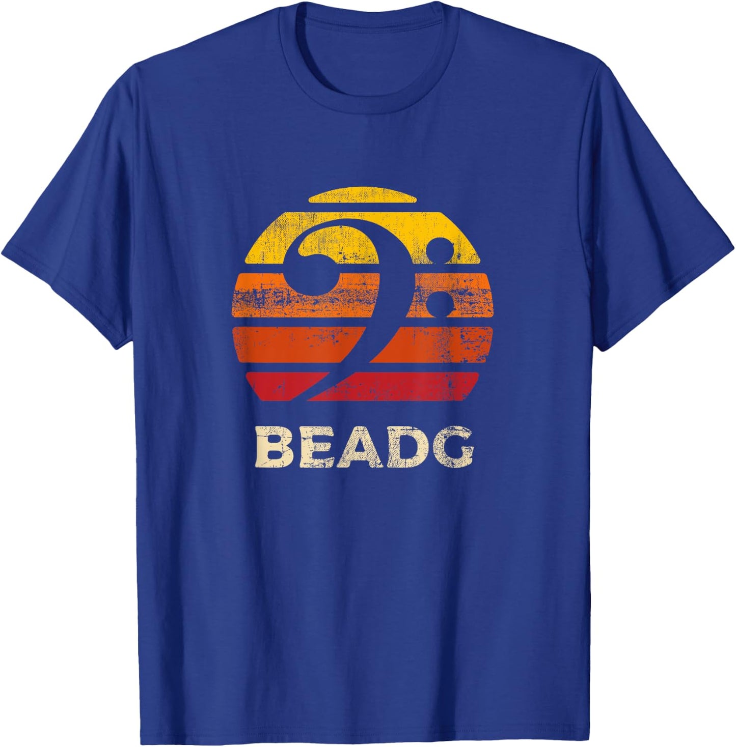 BEADG Vintage Bass Clef Sunset Bassist 5 String Player Gifts T-Shirt - T-Shirt | Royal
