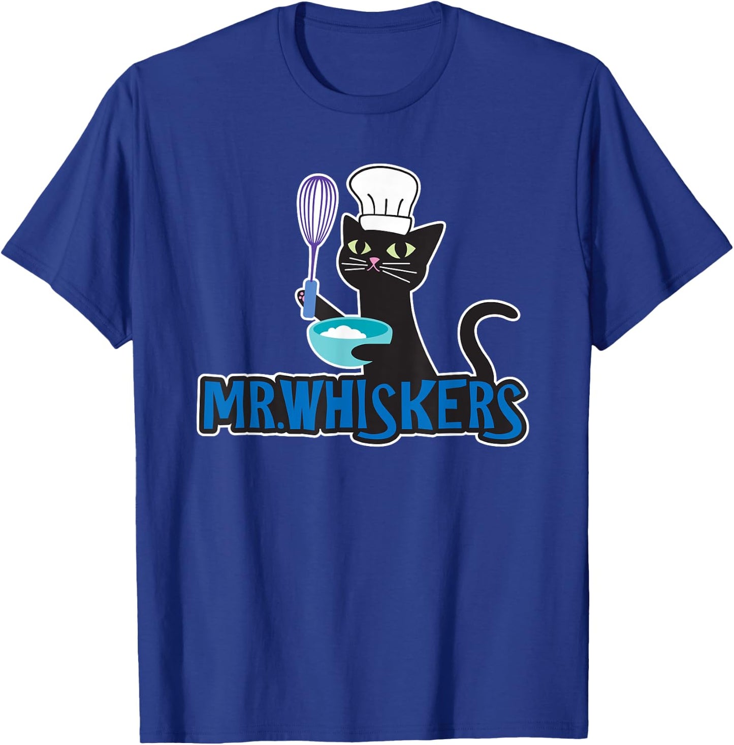 Mr. Whiskers Cute Cartoon Chef Cat T-Shirt - T-Shirt | Royal