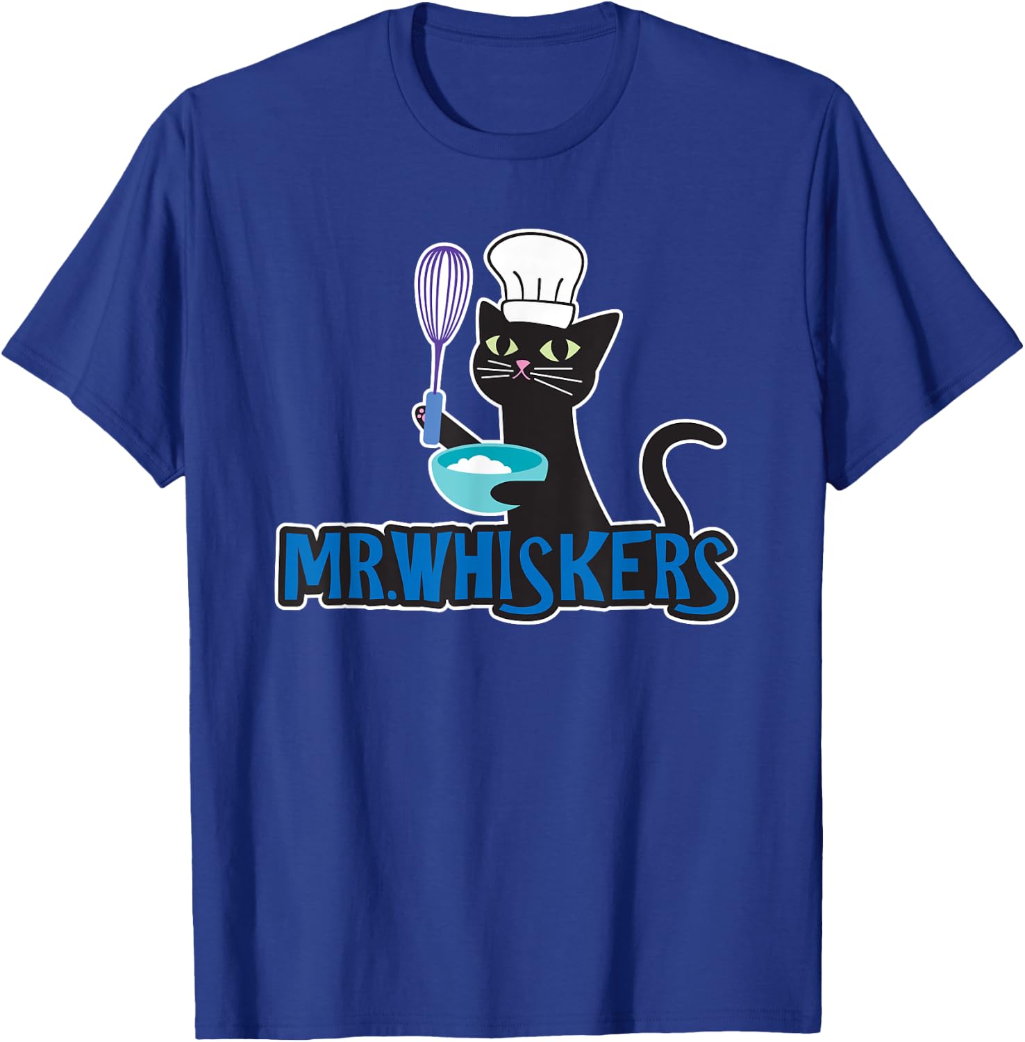 Mr. Whiskers Cute Cartoon Chef Cat T-Shirt - T-Shirt | Royal