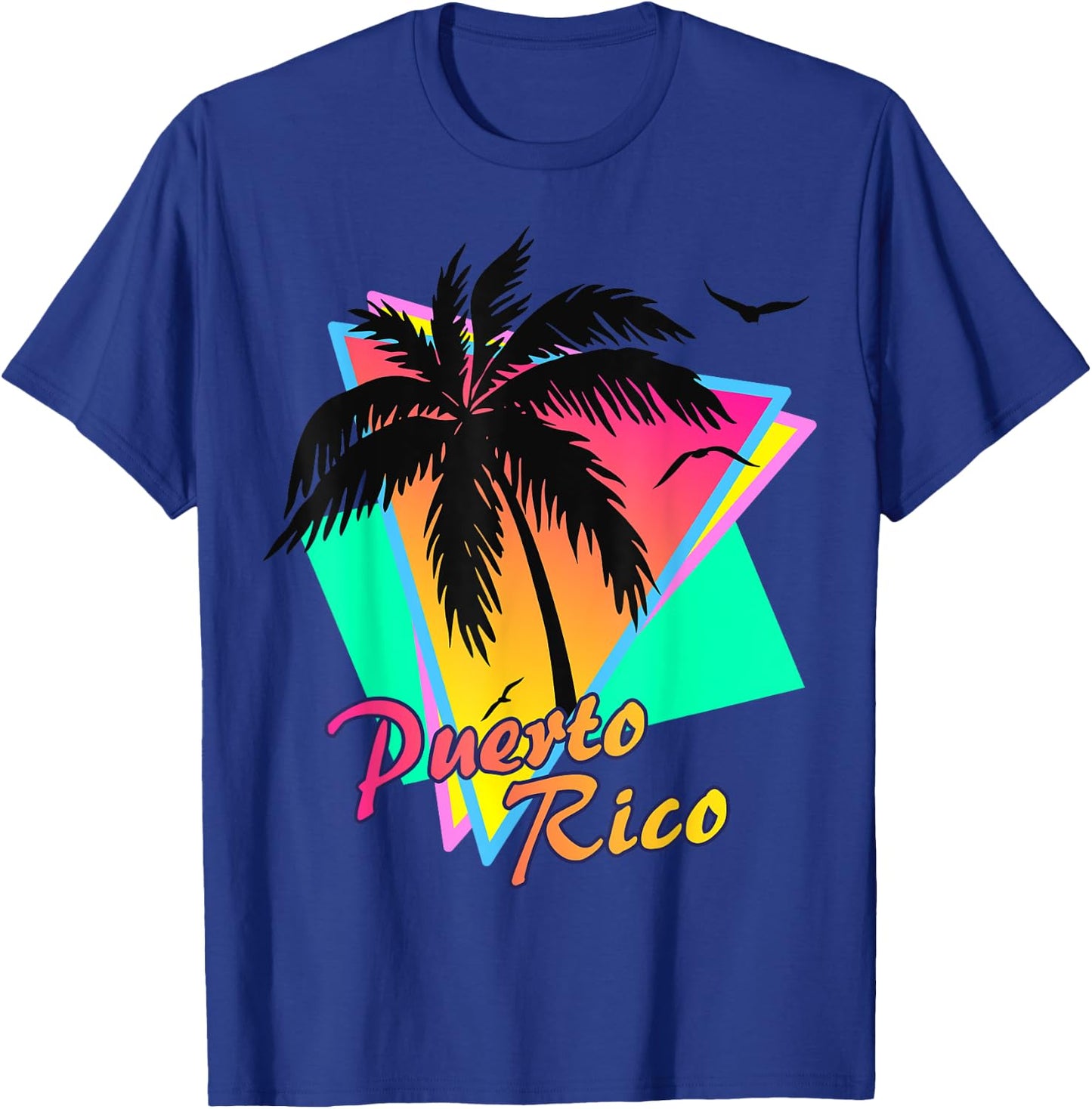 Puerto Rico 80s Tropical Summer Beach Palm Tree Sunset Men Women Kids T-Shirt - T-Shirt | Royal