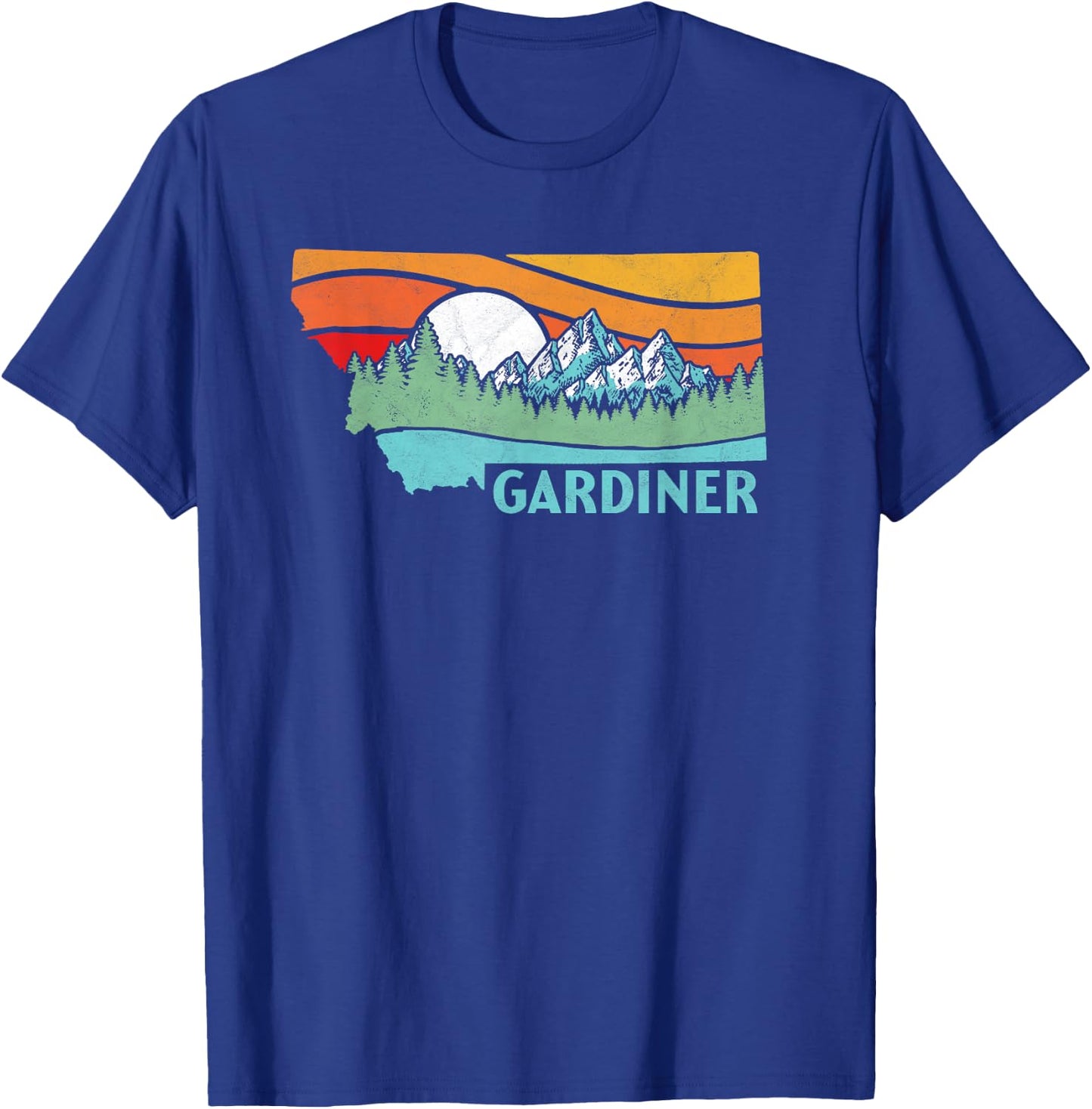 Gardiner Montana Outdoors Retro Mountains & Nature T-Shirt - T-Shirt | Royal