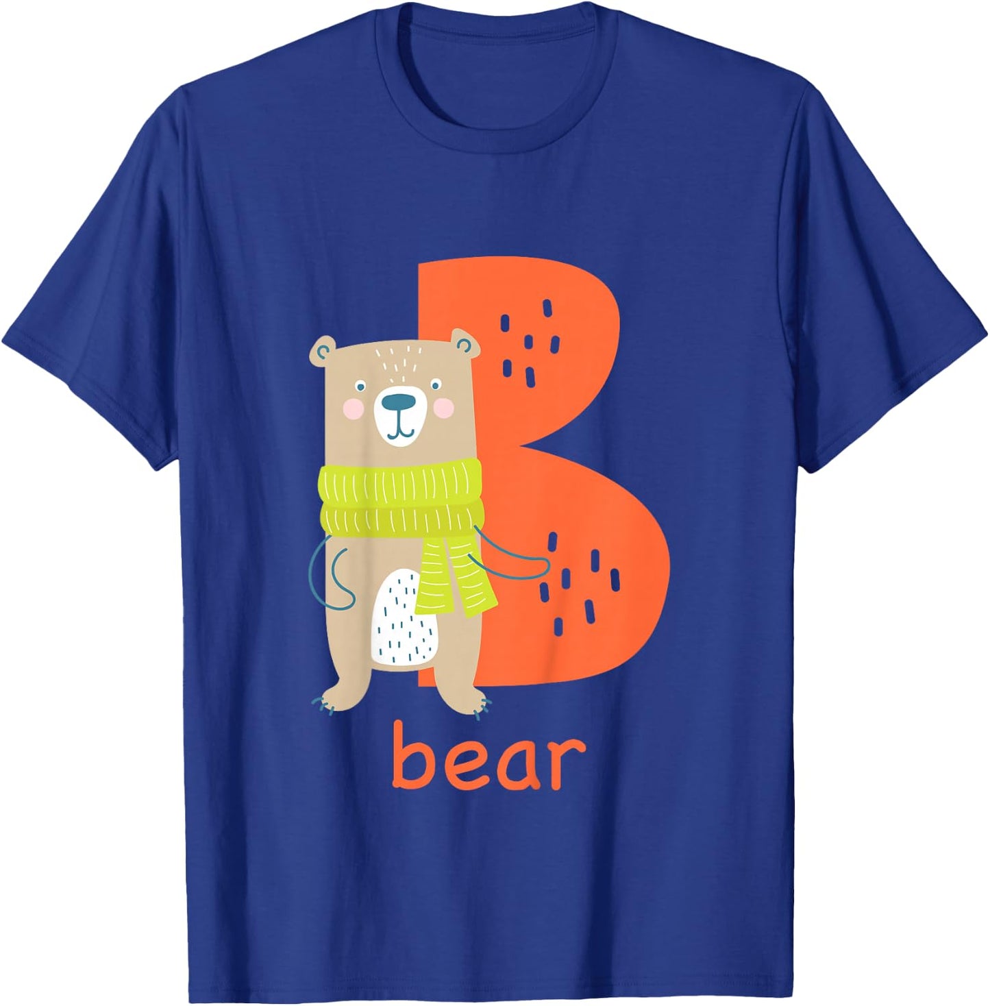 Kids Bear Letter B Alphabet Cute Animal Boys Or Girls T-Shirt - T-Shirt | Royal