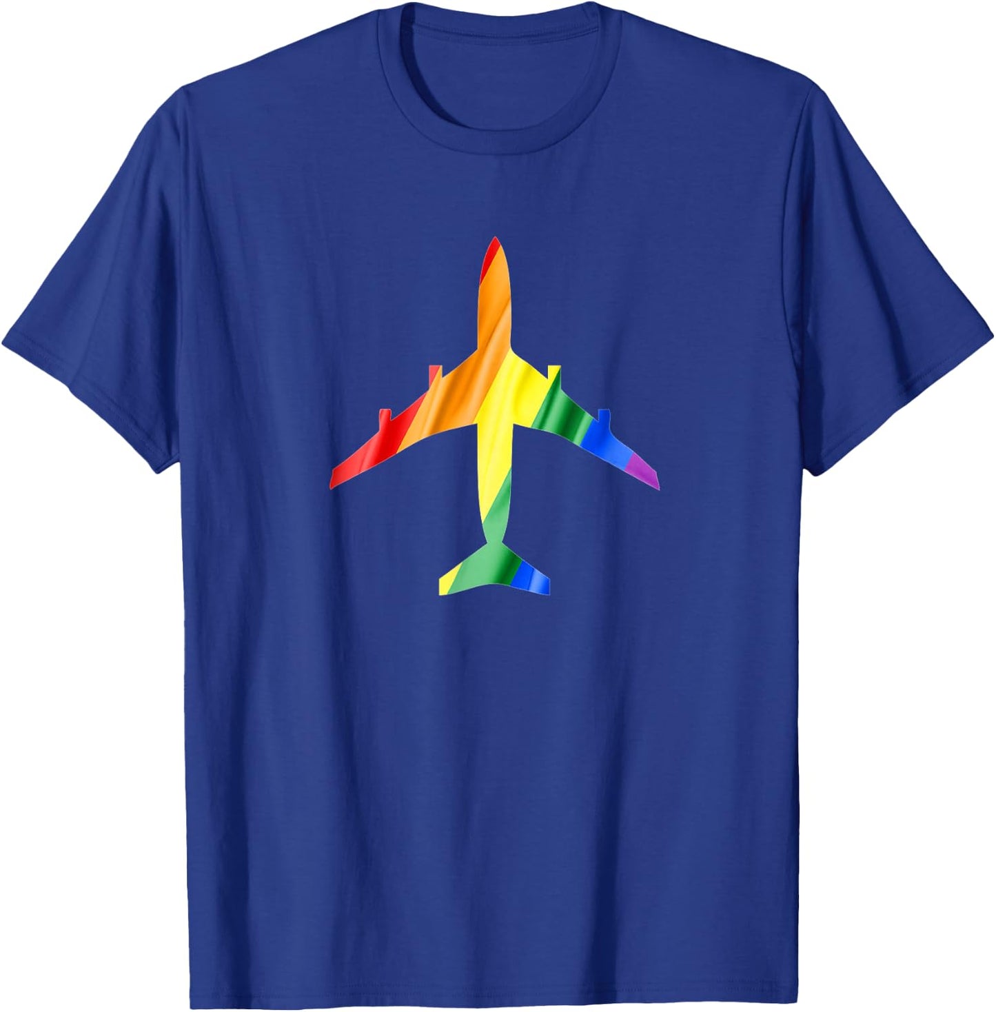Airplane Rainbow Gay Flag Flight Attendant T-Shirt - T-Shirt | Royal