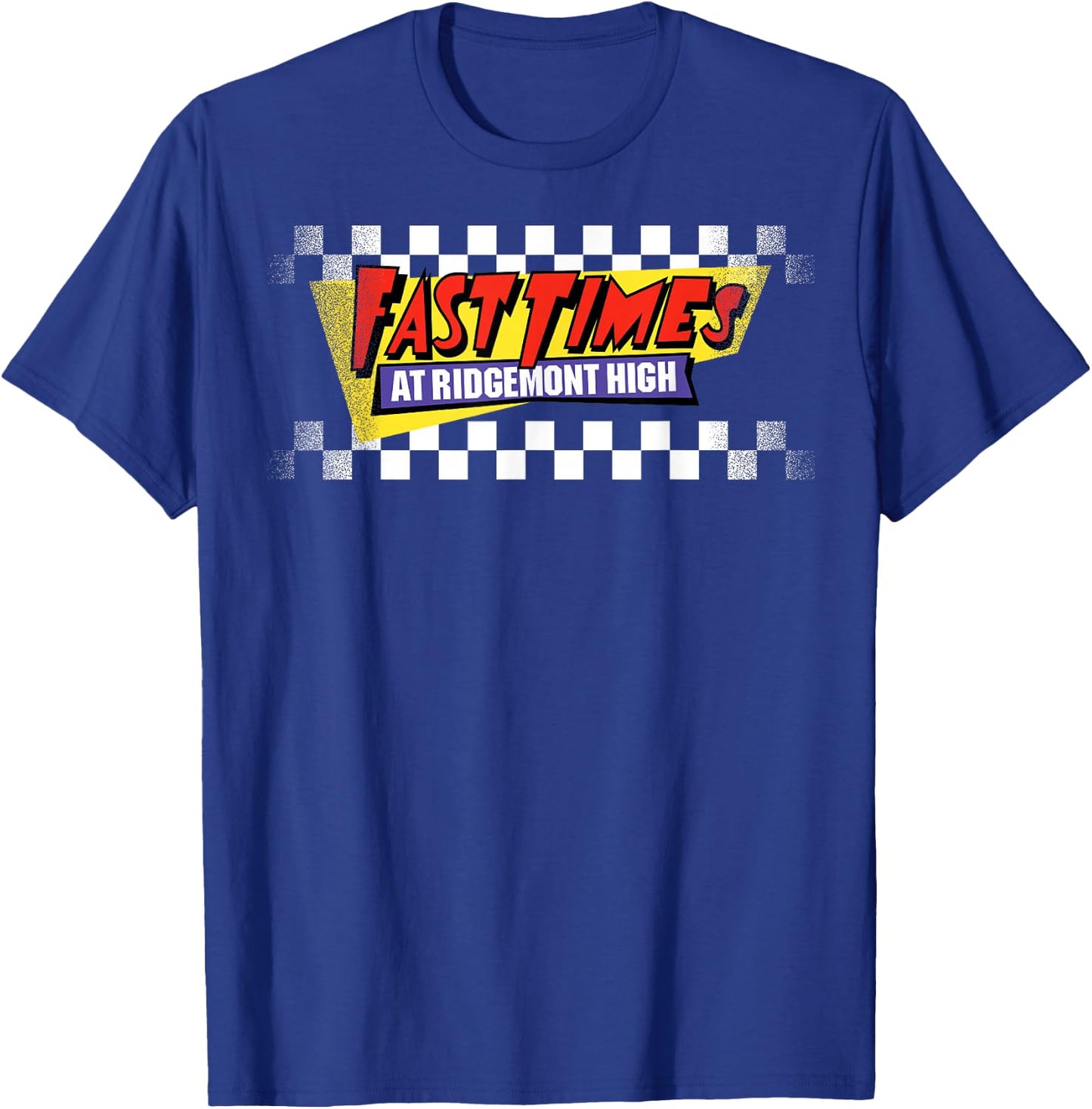 Fast Times at Ridgemont High Faded Checker Logo T-Shirt - T-Shirt | Royal