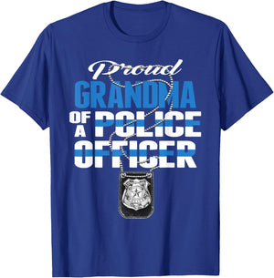 Proud Grandma Of A Police Officer Thin Blue Line Family Cop T-Shirt - T-Shirt | Royal