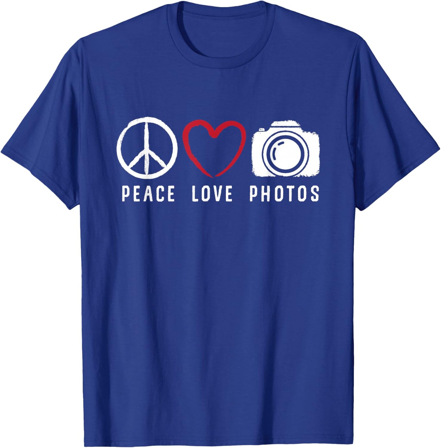 Photography Lover Peace Love Photos Camera Photographer T-Shirt - T-Shirt | Royal