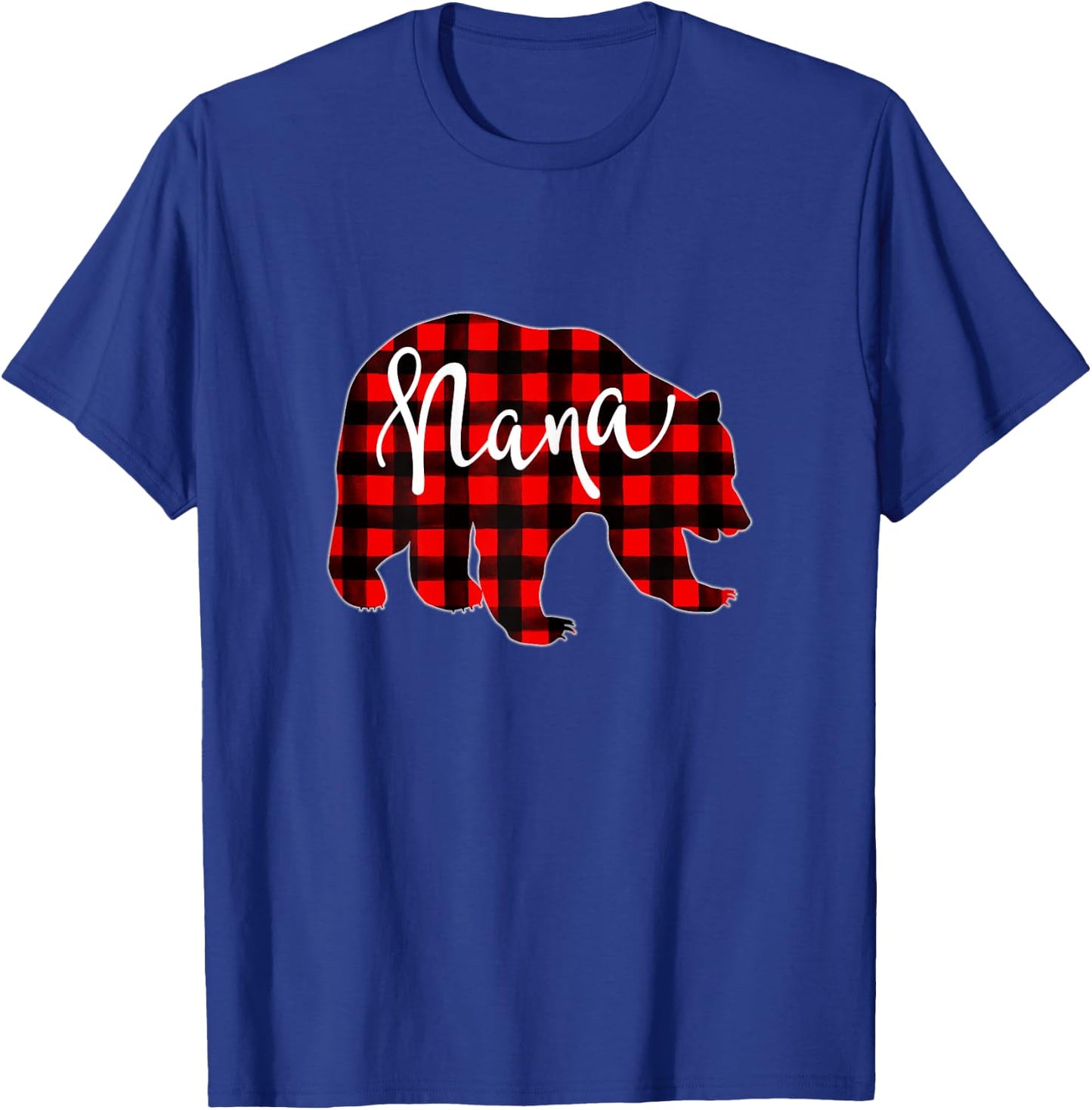 Red Plaid Nana Bear Matching Family Christmas Eve Buffalo T-Shirt - T-Shirt | Royal