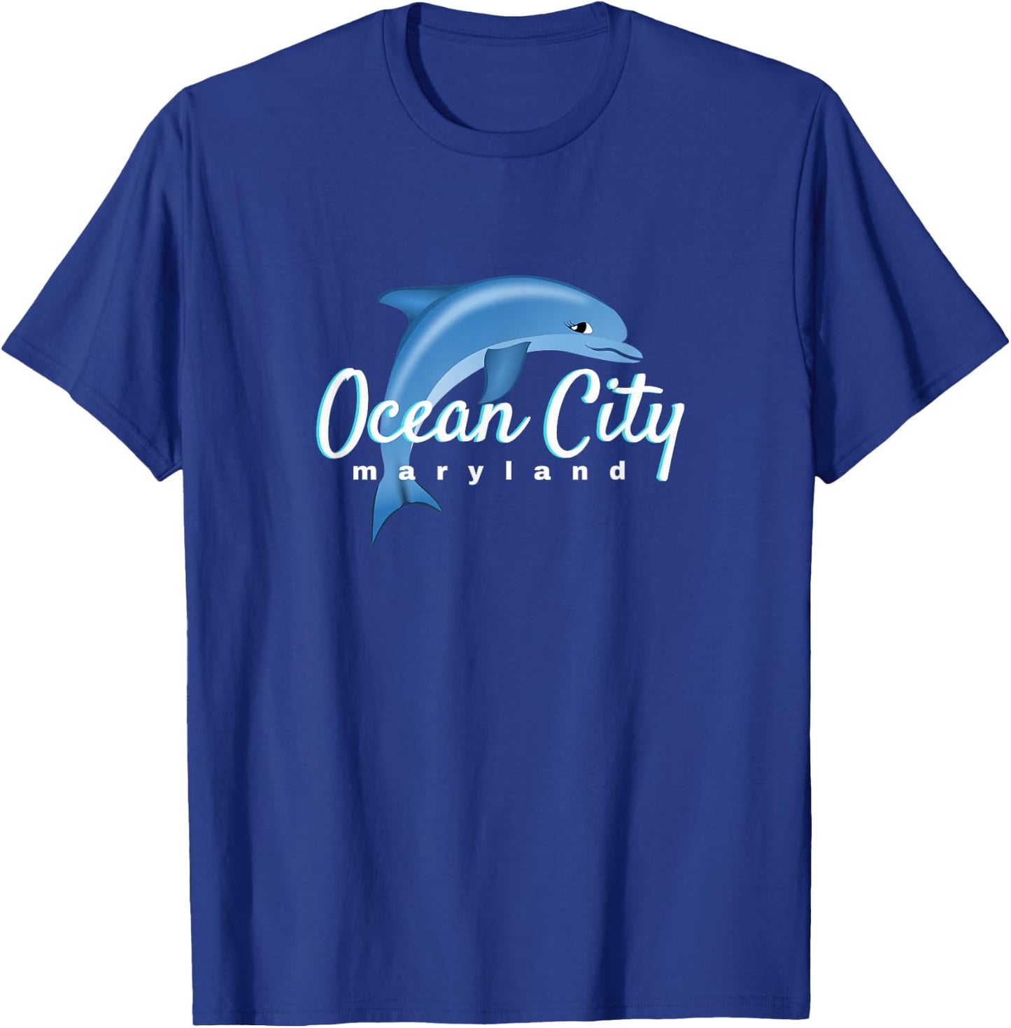 Ocean City Maryland , Ocean City MD Dolphin T-Shirt - T-Shirt | Royal