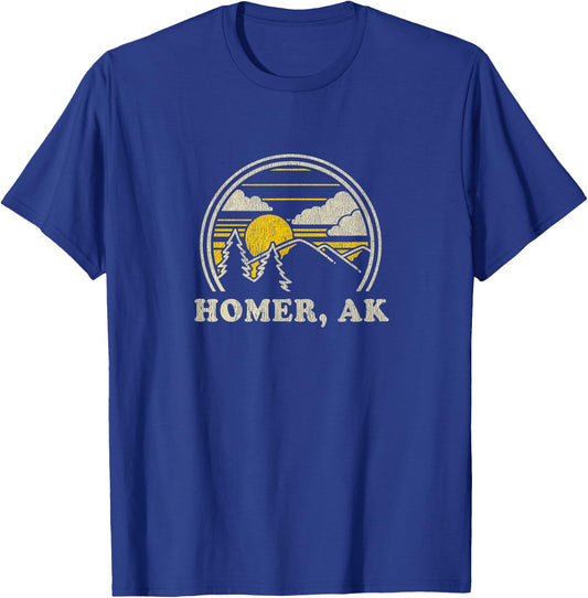 Homer Alaska AK Vintage Hiking Mountain T-Shirt - T-Shirt | Royal