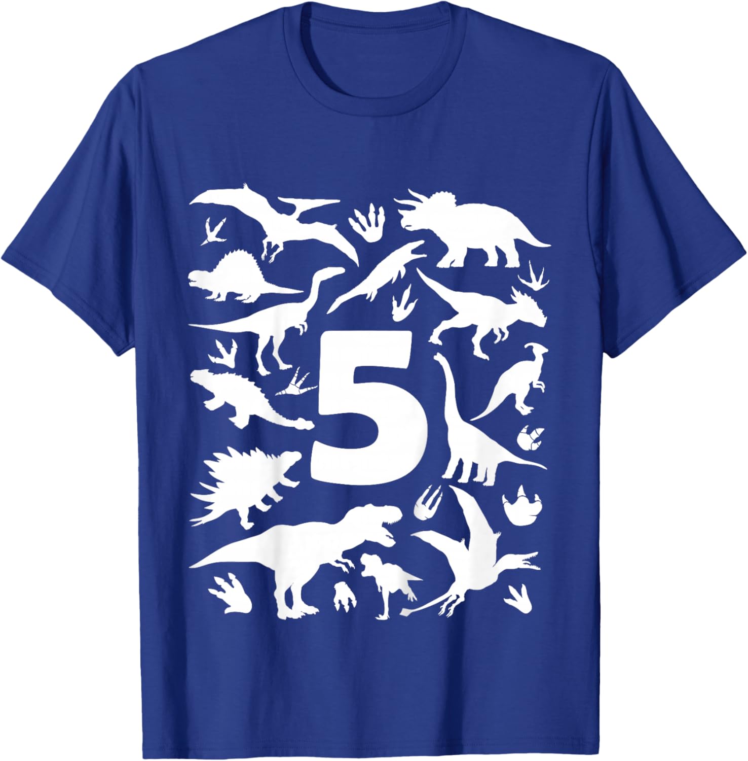 DINO 5 YEARS BOYS DINOSAUR 5th BIRTHDAY T-Shirt - T-Shirt | Royal