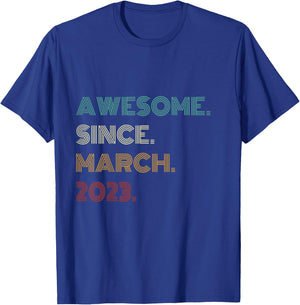 3 Years Old Awesome Since March 2023 3rd Birthday T-Shirt - T-Shirt | Royal
